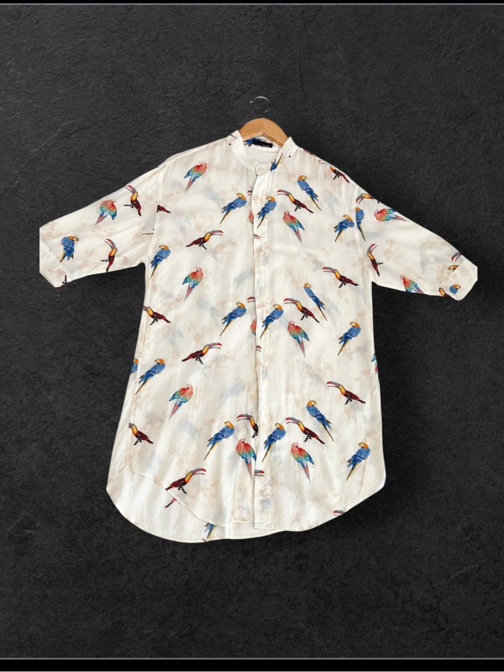 Genius Made in Italy Men’s Parrot Print Shirt XX 100% Viscose Tropical
